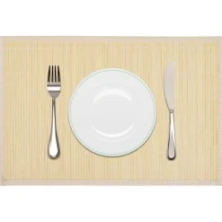 6 Placemats bamboe 30 x 45 cm natuurlijk