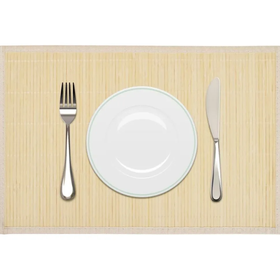6 Placemats bamboe 30 x 45 cm natuurlijk