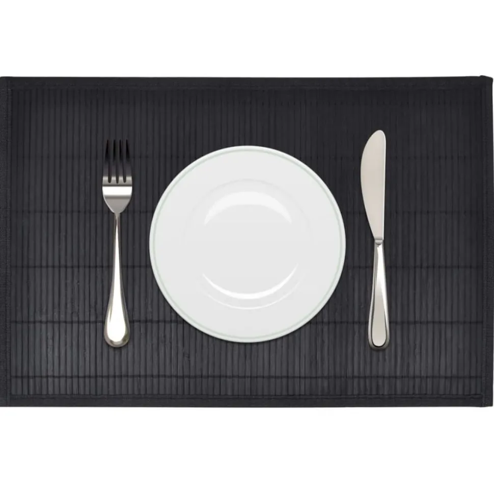 6 Placemats bamboe 30 x 45 cm zwart