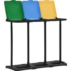 340989 vidaXL Afvalzakstandaards met deksel 240-330 L PP meerkleurig