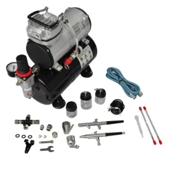 Airbrush Compressorset met 2 pistolen