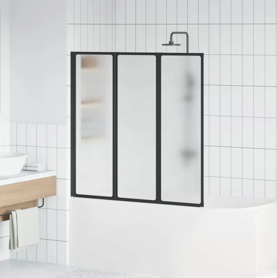 Badscherm 3 panelen vouwbaar 117 x 120 cm