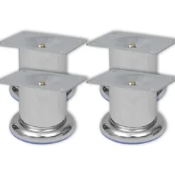 Bankpoten rond chroom 60 mm 4 st