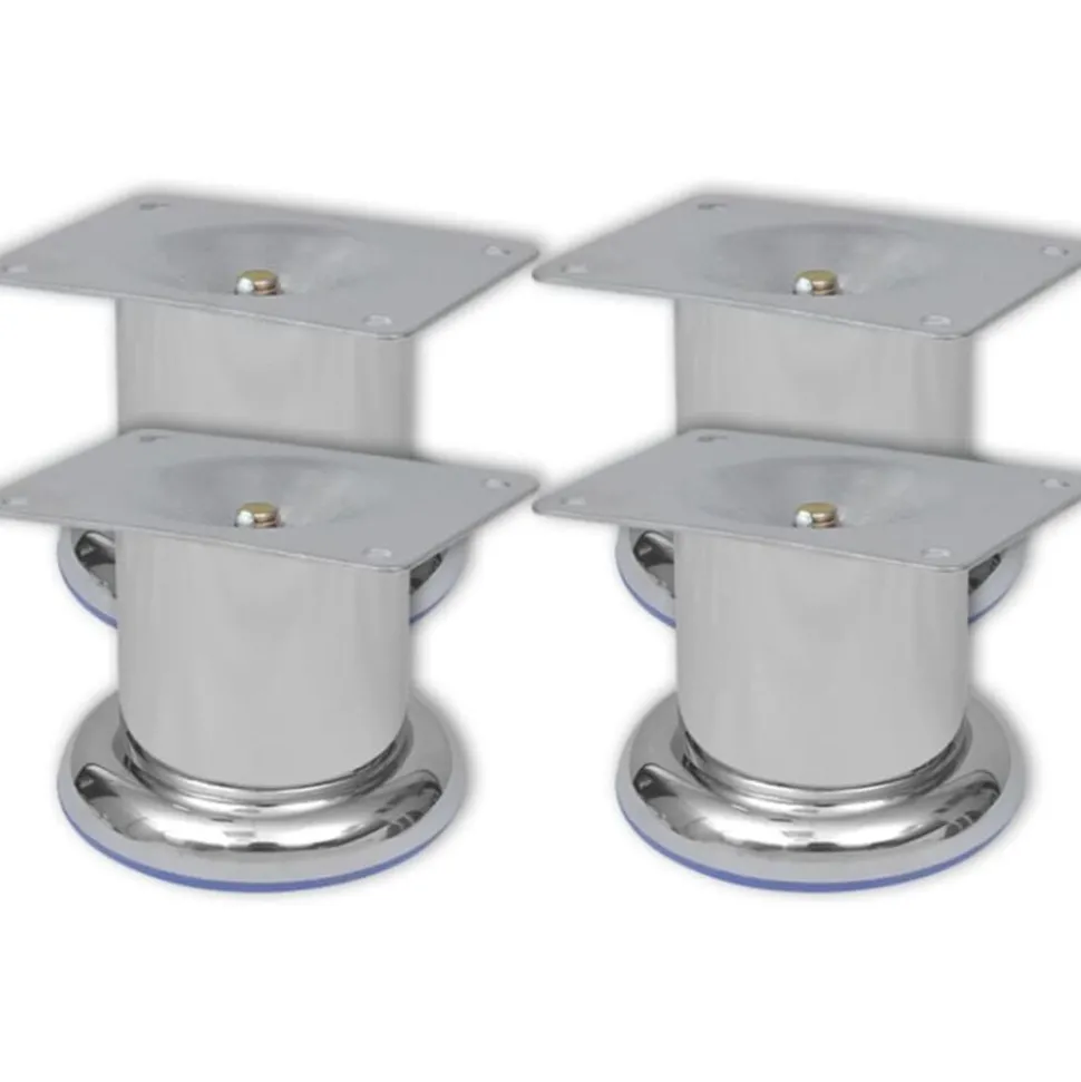 Bankpoten rond chroom 60 mm 4 st