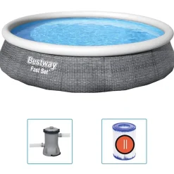 Bestway Fast Set Zwembadset met pomp opblaasbaar 396x84 cm