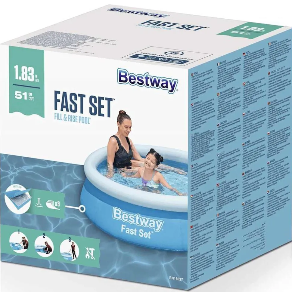 Bestway Zwembad Fast Set opblaasbaar rond 183x51 cm blauw