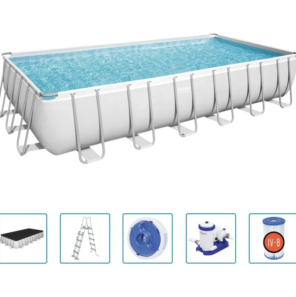 Bestway Zwembadset Power Steel rechthoekig 732x366x132 cm