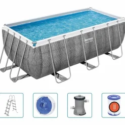 Bestway Zwembadset Power Steel rechthoekig 412x201x122 cm