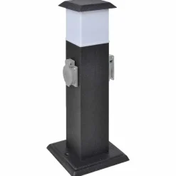 Buitenstopcontact op zuil met lamp (zwart)
