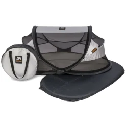 DERYAN Babyreisbedje pop-up met klamboe Luxe zilverkleurig