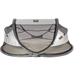 DERYAN Babyreisbedje pop-up met klamboe Luxe zilverkleurig