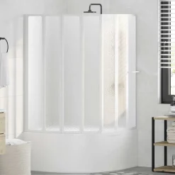 Douche en badscherm 140 x 168 cm 7 panelen met handdoekrek