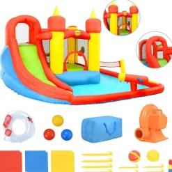 Happy Hop Springkussen met glijbaan en plonsbad 410x385x220 cm PVC