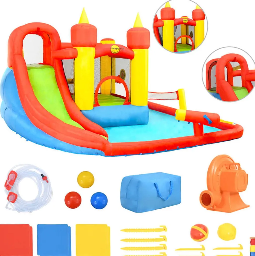Happy Hop Springkussen met glijbaan en plonsbad 410x385x220 cm PVC