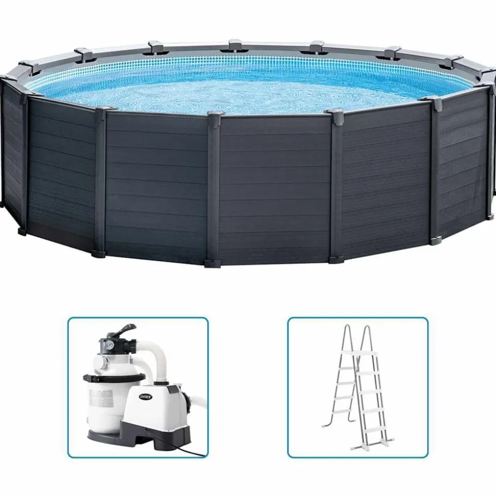 INTEX Zwembadset Graphite Gray Panel bovengronds 478x124 cm