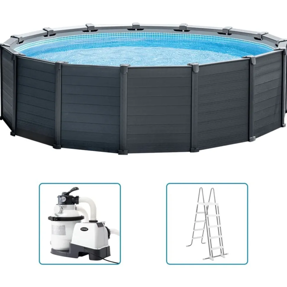 INTEX Zwembadset Graphite Gray Panel bovengronds 478x124 cm