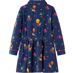 Kinderjurk lange mouwen en trekkoord 92 marineblauw