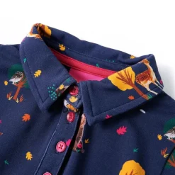 Kinderjurk lange mouwen en trekkoord 92 marineblauw