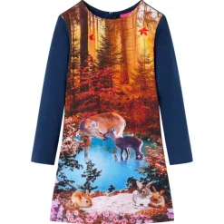 Kinderjurk met lange mouwen 116 marineblauw