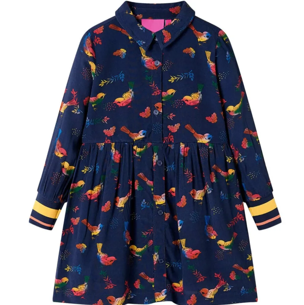 Kinderjurk met lange mouwen 104 marineblauw