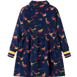 Kinderjurk met lange mouwen 104 marineblauw