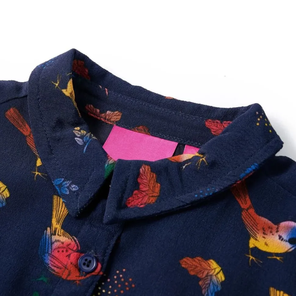 Kinderjurk met lange mouwen 104 marineblauw