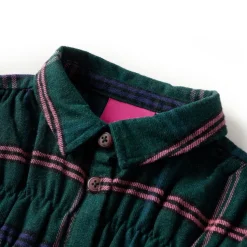 Kinderjurk met lange mouwen en ruches 92 donkergroen