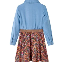 Kinderjurk met lange mouwen 104 marineblauw en denimblauw