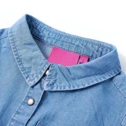 Kinderjurk met lange mouwen 104 marineblauw en denimblauw