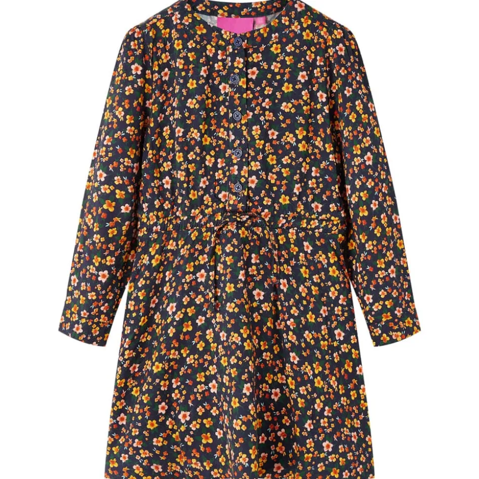 Kinderjurk met lange mouwen 92 marineblauw
