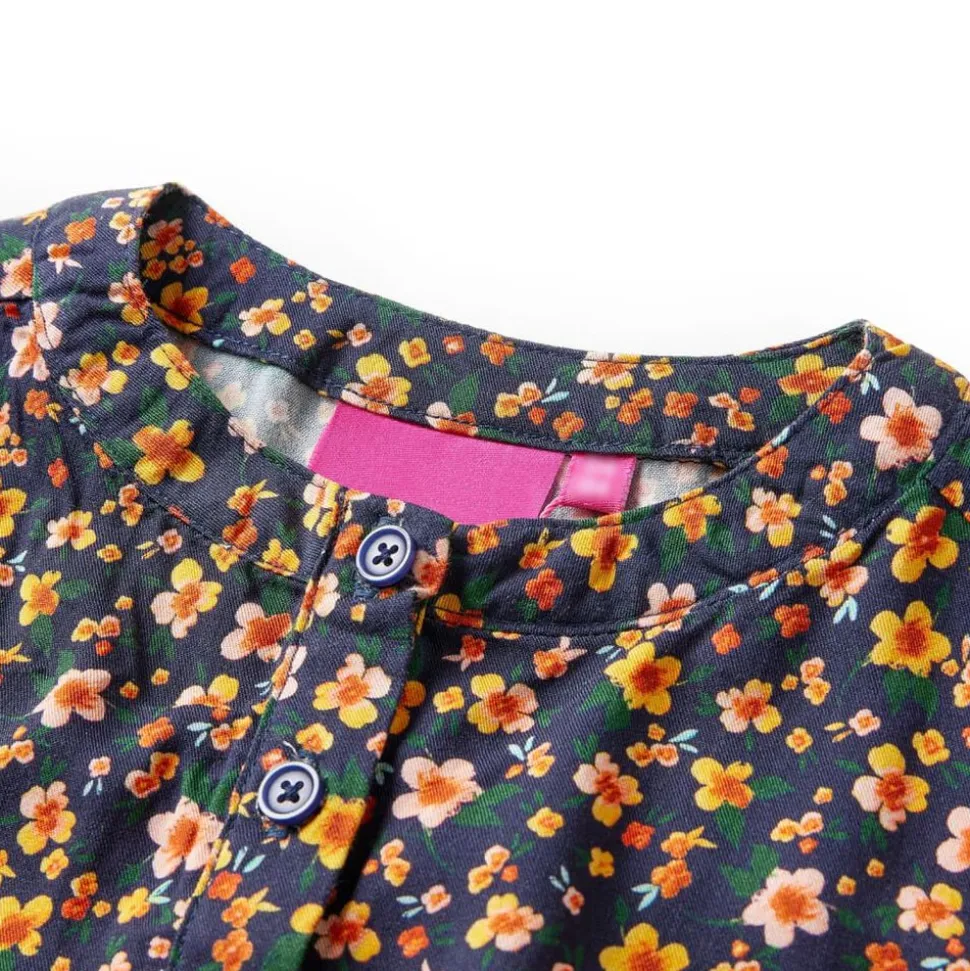 Kinderjurk met lange mouwen 92 marineblauw