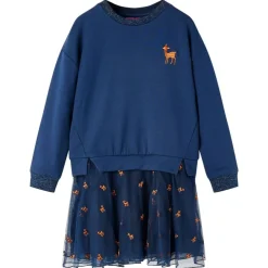 Kinderjurk met lange mouwen 92 marineblauw