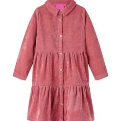 Kinderjurk met lange mouwen ribfluweel 92 oudroze