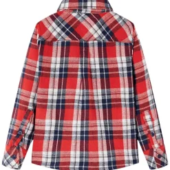 Kinderoverhemd geruit 104 rood en marineblauw