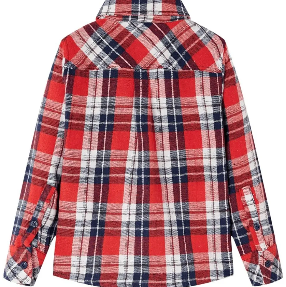 Kinderoverhemd geruit 104 rood en marineblauw
