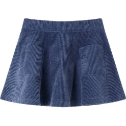 Kinderrok met zakken ribfluweel 92 marineblauw