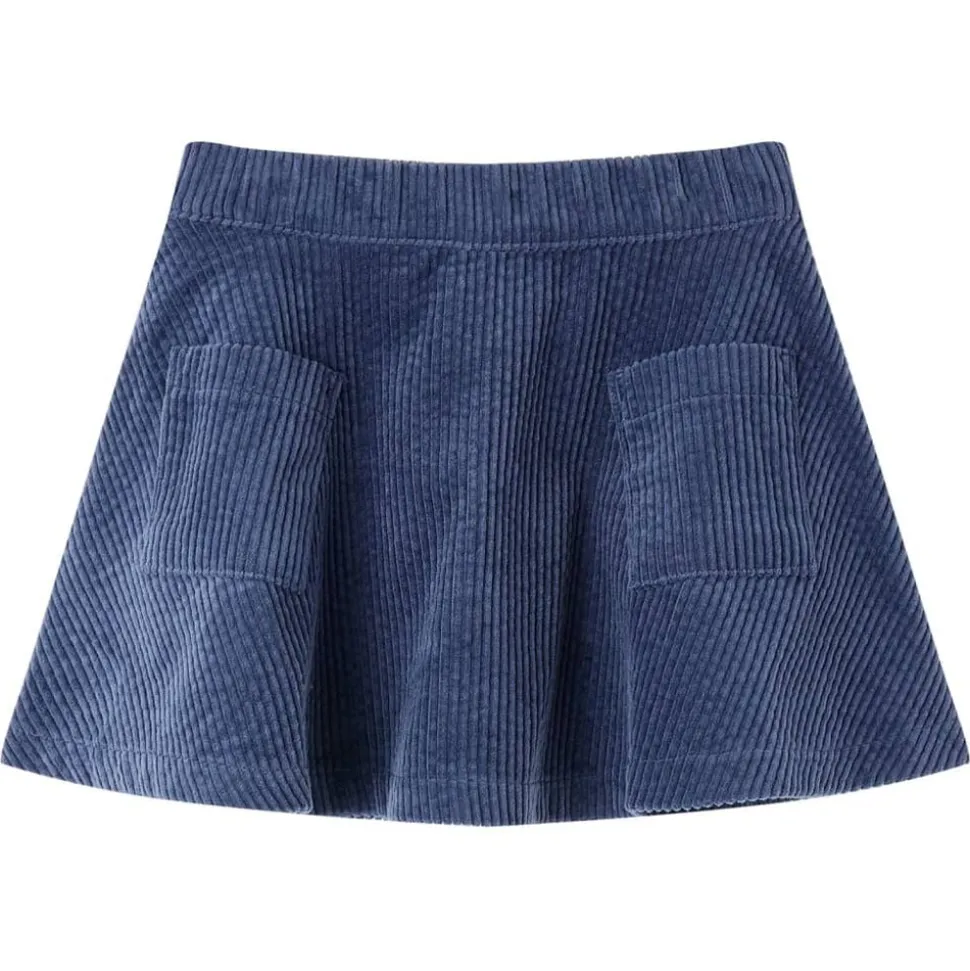 Kinderrok met zakken ribfluweel 92 marineblauw