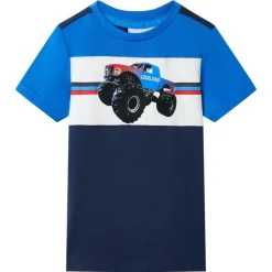 Kindershirt 104 blauw en marineblauw