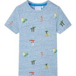 Kindershirt 104 gemêleerd blauw