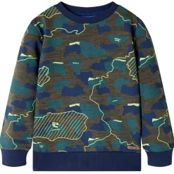 Kindershirt 128 gemêleerd donkerkakikleurig