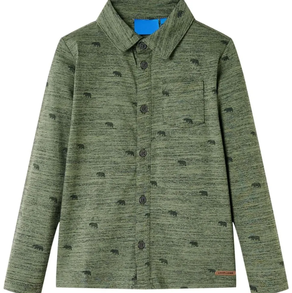 Kindershirt 104 gemêleerd kakikleurig
