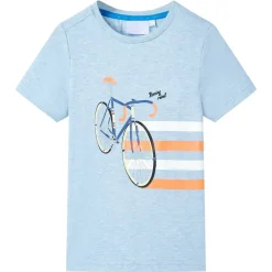 Kindershirt 104 gemêleerd zachtblauw