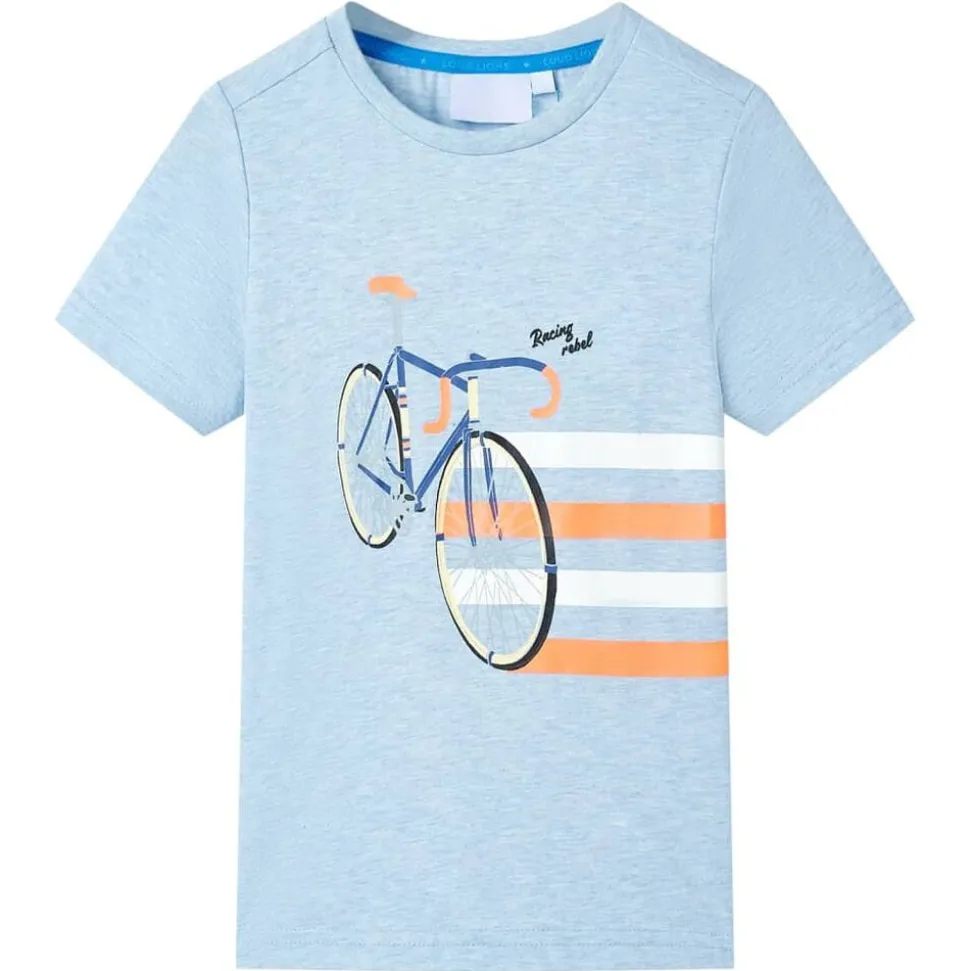Kindershirt 104 gemêleerd zachtblauw
