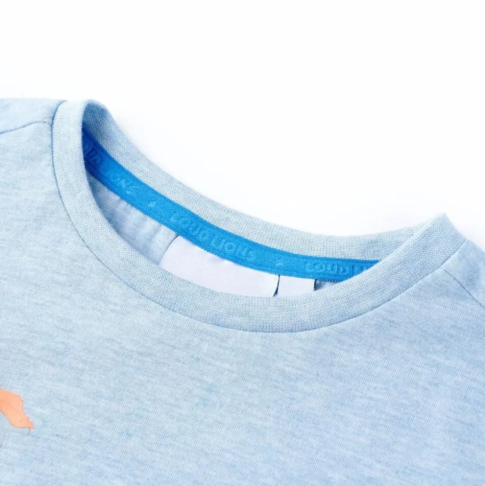 Kindershirt 104 gemêleerd zachtblauw