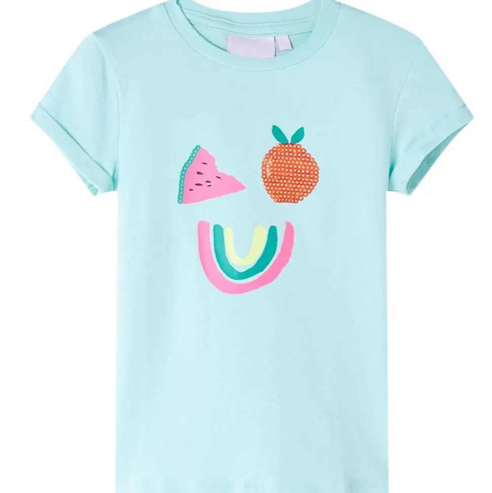 Kindershirt 116 lichtzeeblauw