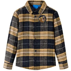 Kindershirt geruit 92 geel en zwart