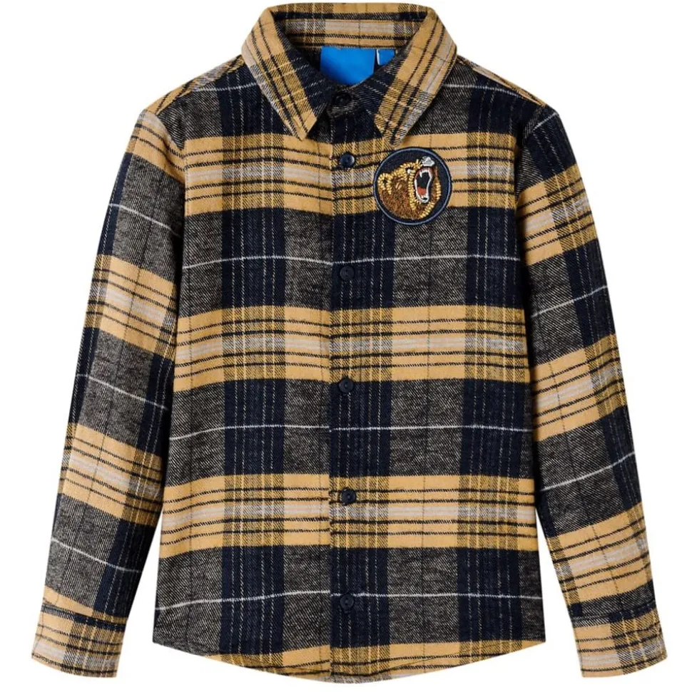 Kindershirt geruit 92 geel en zwart