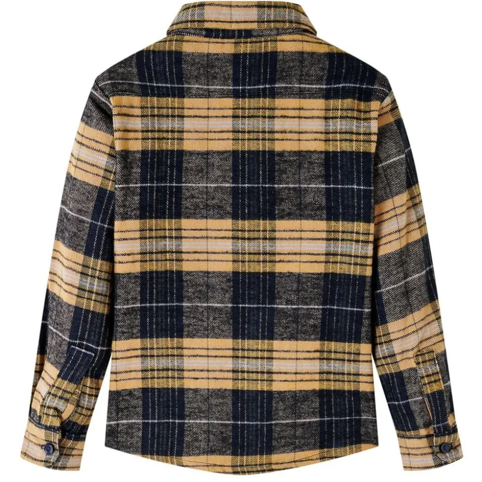 Kindershirt geruit 92 geel en zwart