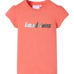 Kindershirt met kapmouwen 116 koraalkleurig