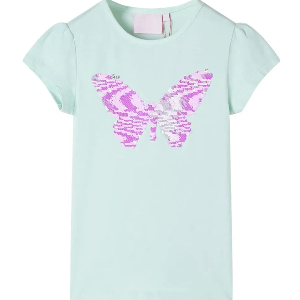 Kindershirt met kapmouwen 128 lichtmintkleur
